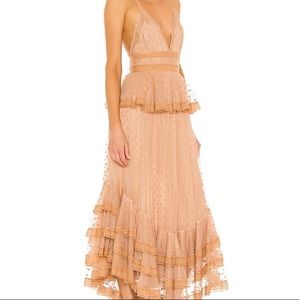 Rococo Sand Pink and Gold Polka Dot Dress